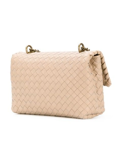 Shop Bottega Veneta Mink Intrecciato Nappa Baby Olimpia Bag In Neutrals