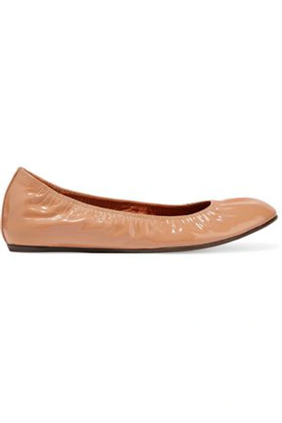 Shop Lanvin Woman Patent-leather Ballet Flats Sand