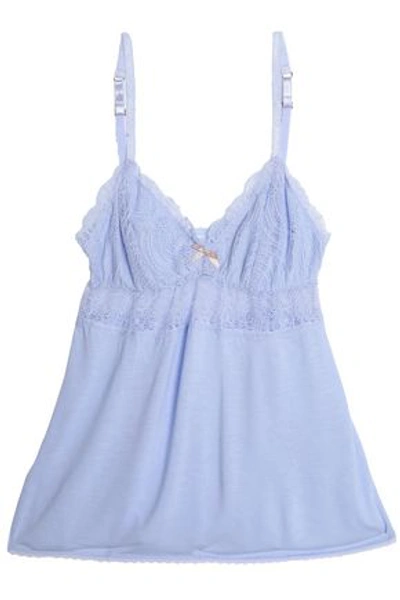 Shop Eberjey Lace-trimmed Jersey Camisole In Light Blue