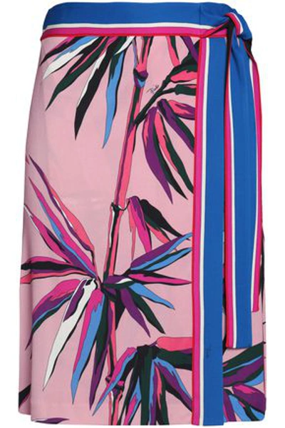 Shop Emilio Pucci Woman Printed Crepe Wrap Skirt Multicolor
