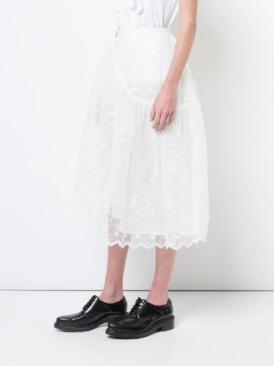 Shop Simone Rocha Floral Embroidered Midi Skirt