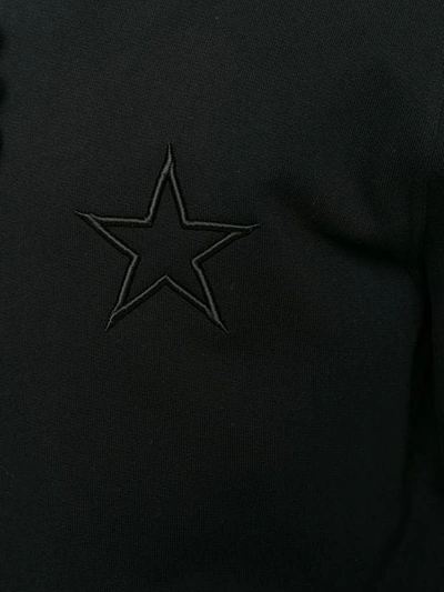 Shop Givenchy Star Embroidered Zip Hoodie In Black