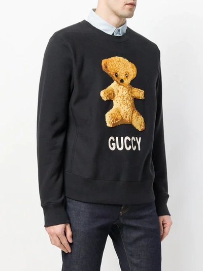 Shop Gucci Teddy Bear Sweatshirt - Black