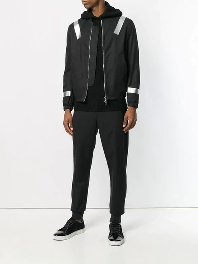 Neil Barrett Black Reflective Shell Bomber Jacket In Black