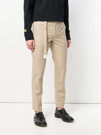 Shop Sacai Luck Sacai Belted Trousers - Neutrals