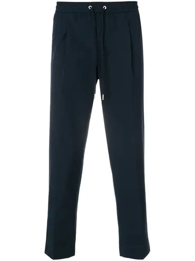 Shop Moncler Cropped Track Trousers In Blue
