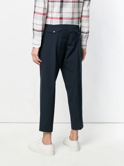 Shop Moncler Cropped Track Trousers In Blue