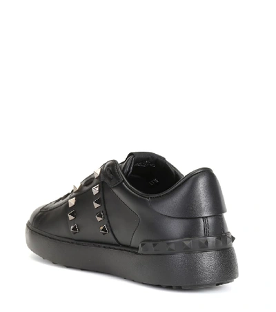 Shop Valentino Rockstud Untitled Noir Leather Sneakers In Black