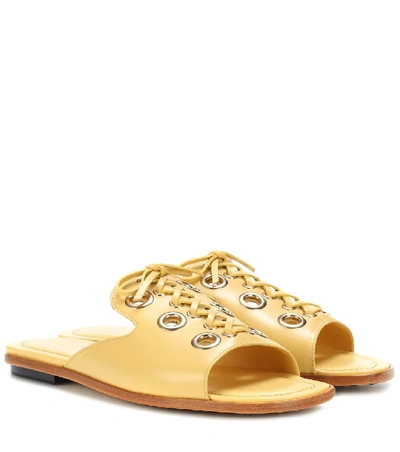 Shop Tod's Leather Sandals In Yellow