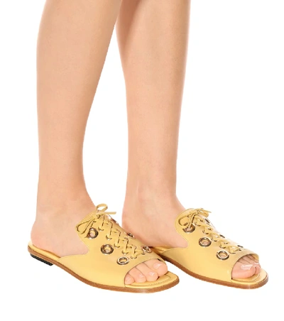Shop Tod's Leather Sandals In Yellow