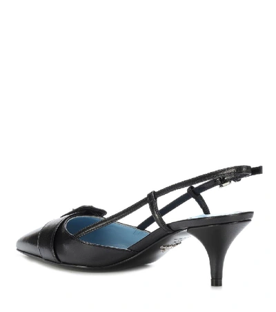 Shop Prada Leather Slingback Pumps In Black