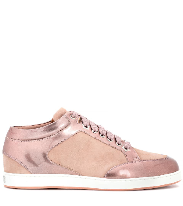 jimmy choo miami black suede and patent trainers