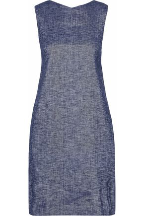 Theory Woman Linen-blend Chambray Mini Dress Mid Denim | ModeSens