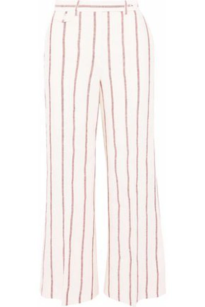 Shop Theory Woman Striped Linen Wide-leg Pants Ecru