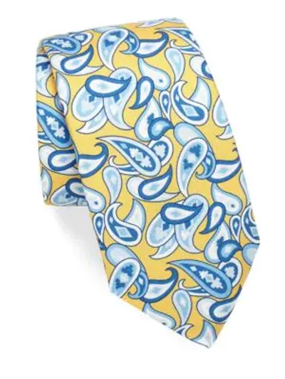 Shop Kiton Paisley Silk Tie In Yellow