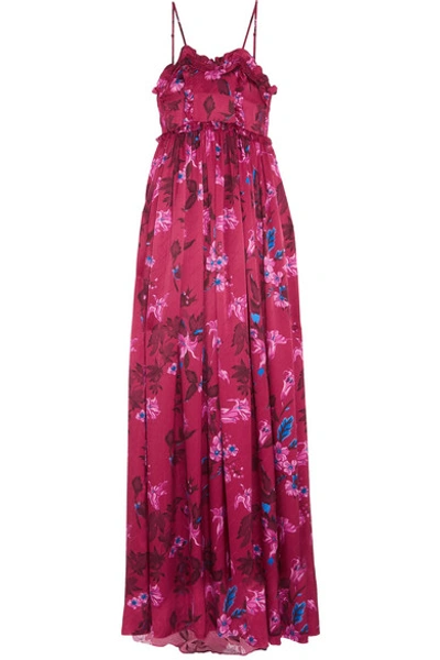 Shop Balenciaga Ruffled Floral-print Silk-jacquard Gown In Pink