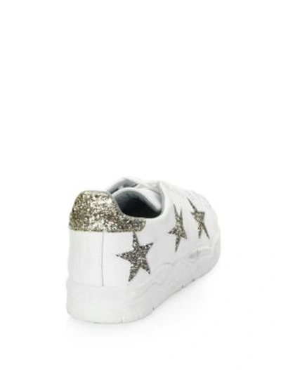 Shop Chiara Ferragni Star Leather Low-top Sneaker In White Gold