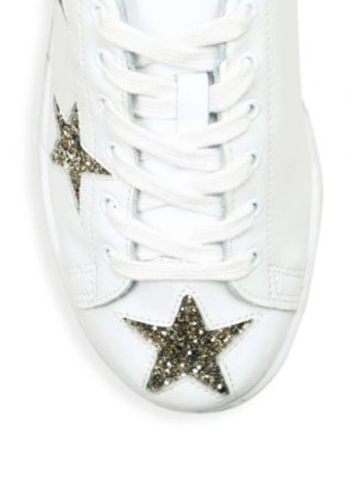 Shop Chiara Ferragni Star Leather Low-top Sneaker In White Gold