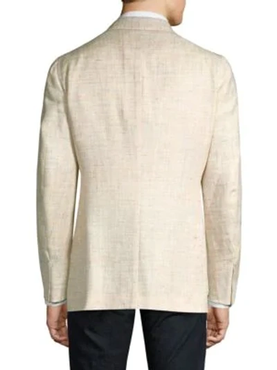 Shop Isaia Textured Wool Blazer In White