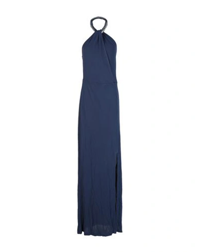 Shop Patrizia Pepe Woman Maxi Dress Midnight Blue Size 3 Acetate, Polyamide