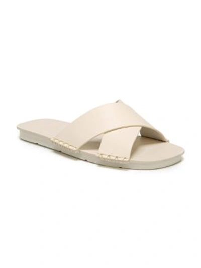 Shop Vince Nico Leather Flat Sandals In White