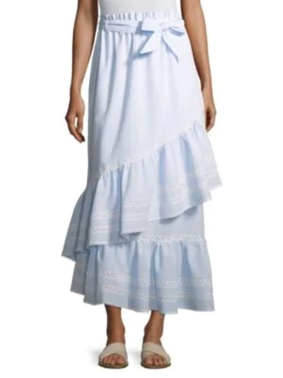 Shop Jonathan Simkhai Stripe Cotton Coverup Skirt In Sky Combo