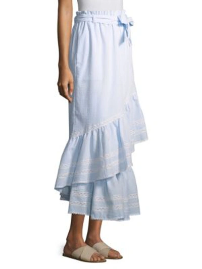 Shop Jonathan Simkhai Stripe Cotton Coverup Skirt In Sky Combo