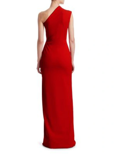 Shop Solace London Averie One-shoulder Gown In Dark Red
