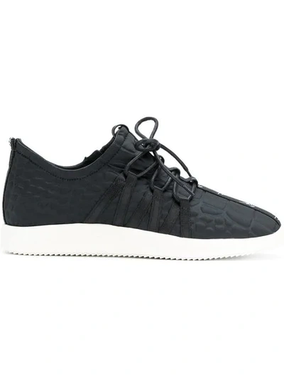 Shop Giuseppe Zanotti Embossed Sneakers - Black
