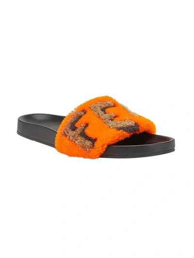 Shop Fendi Front Logo Slides - Yellow