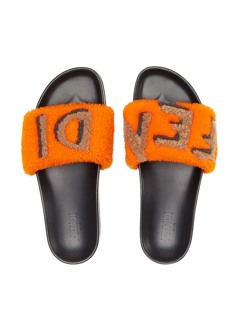 Fendi Front Logo Slides - Yellow | ModeSens