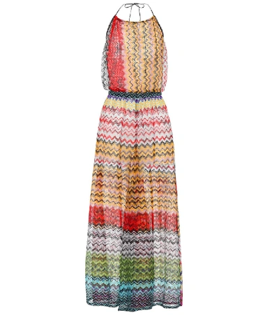 Shop Missoni Knitted Striped Dress In Multicoloured