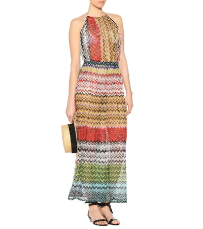 Shop Missoni Knitted Striped Dress In Multicoloured