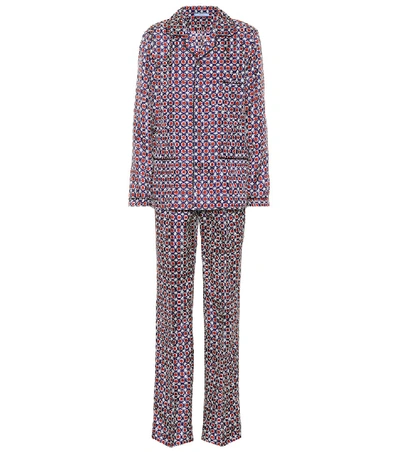 Shop Prada Silk Pyjama Set In Multicoloured