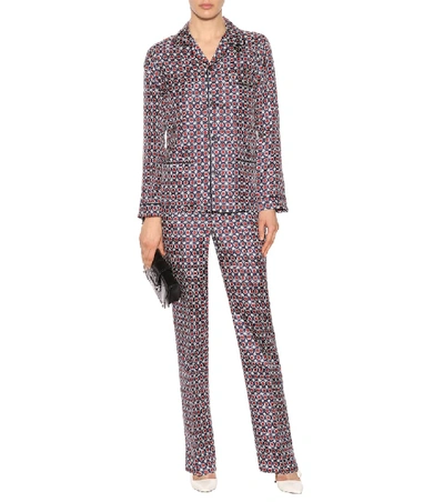 Shop Prada Silk Pyjama Set In Multicoloured