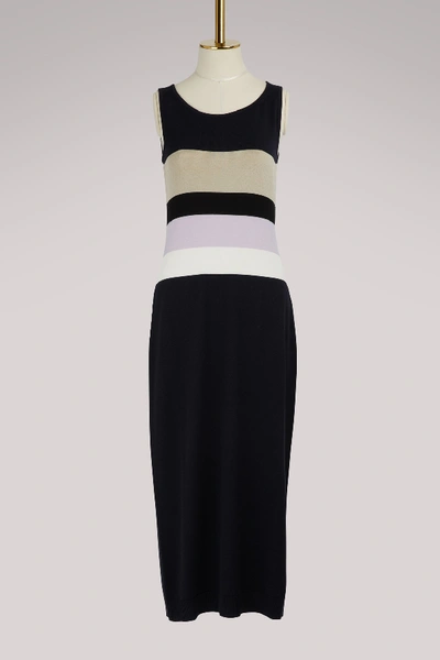 Shop Nina Ricci Short Sleeves Knit Dress In Navy
