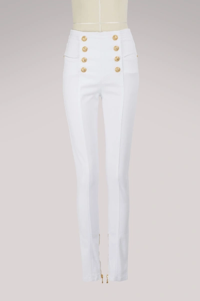 Shop Balmain Sailor Trousers In Blanc Optique C0050