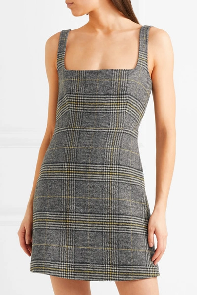 Shop Alexa Chung Cutout Tweed Mini Dress In Gray