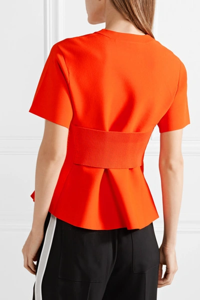 Shop Proenza Schouler Stretch-knit Peplum Top In Tomato Red