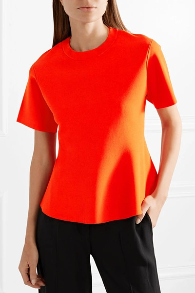 Shop Proenza Schouler Stretch-knit Peplum Top In Tomato Red