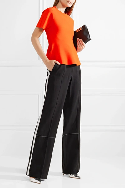 Shop Proenza Schouler Stretch-knit Peplum Top In Tomato Red