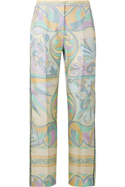 Emilio Pucci Printed Silk-twill Tapered Pants In Multicolour 