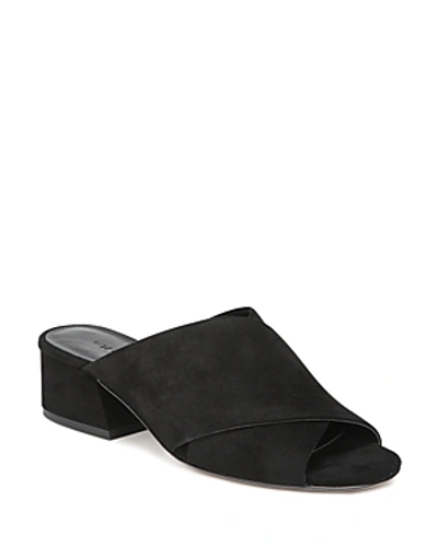 Shop Vince Women's Karsen Suede Block Heel Slide Sandals In Black