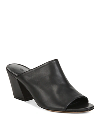 Shop Vince Women's Baldriz Leather Block Heel Slide Sandals In Black