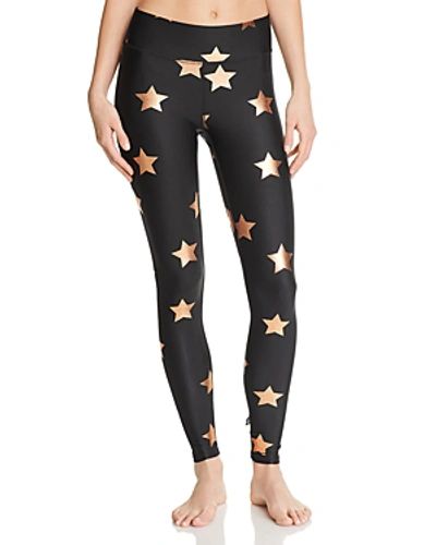 Shop Terez Metallic Star Print Leggings In Black