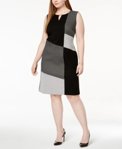 Shop Calvin Klein Plus Size Colorblocked Sheath Dress In Black