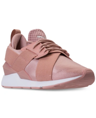 Shop Puma Women's Muse Satin Ep Casual Sneakers From Finish Line In Peach Beige- White
