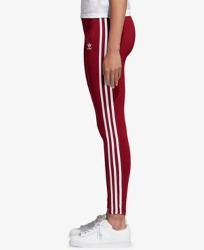 Shop Adidas Originals Adicolor Three-stripe Leggings In Collegiate Burgundy