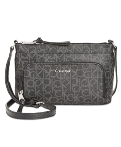 Shop Calvin Klein Carrie Signature Crossbody In Txt Khk/nude