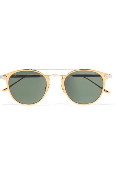 Shop Cartier Round-frame Gold-plated And Silver-tone Sunglasses